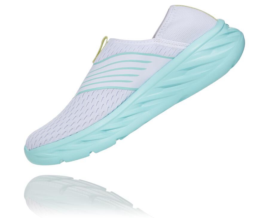 Hoka One One Ora Recovery Sandaler Dam - Vita/Blå - QVESJ-0639